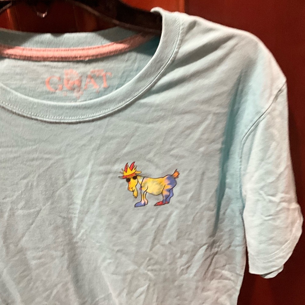 Goat Turquoise Graphic T-Shirt Size Medium - Picture 2 of 8